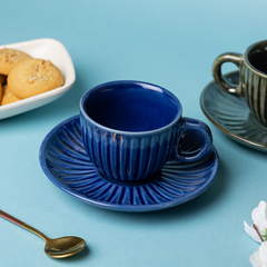 Prussian Tea Cup and Saucer | Blue