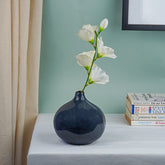 Deep Blue Glossy Teardrop Vase