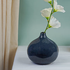 Deep Blue Glossy Teardrop Vase