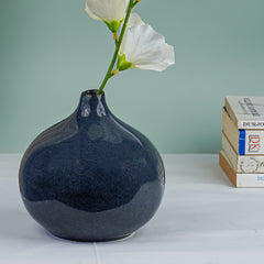 Deep Blue Glossy Teardrop Vase