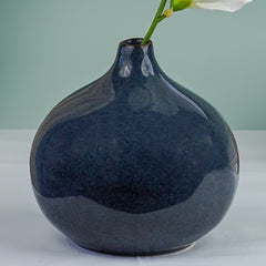 Deep Blue Glossy Teardrop Vase
