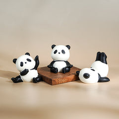 Black & White Playful Panda Figurine Set of 5