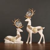 2Pcs White Modern Deer Resin Figurines for Home Décor
