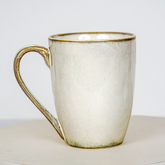 Ivory Ceramic Mug and Crescent Plate Set