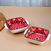 Red and White Mandala Ceramic Baking Dish
