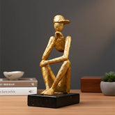 Gold Thinking Figure Sculpture - Unique Contemporary Decor