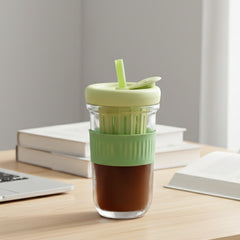 Green Silicone Grip Sipper with Infuser