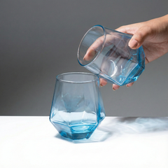 Ocean Blue Geometric Glasses - Set of 6