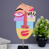 Multicolor Abstract Face Sculpture with Textured Face