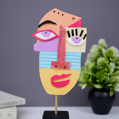 Multicolor Abstract Face Sculpture with Textured Face
