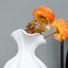 White Textured Ripple Vase with Flared Opening