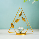 Gold Geometric Leaf with Crystal Sphere
