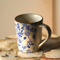 Ceramic Mug with Blue Floral Print