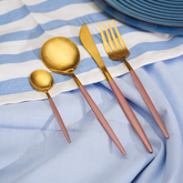 Gold and Rose Pink Stainless Steel Cutlery Set of 4