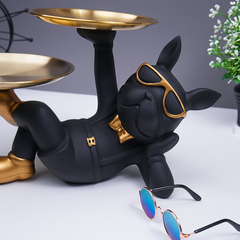 Black & Gold Bulldog Tray Stand with Sunglasses