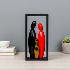 Abstract Family Sculpture with Geometric Frame