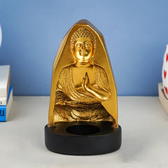Gold Buddha Incense Holder with Meditation Aura Design