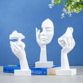 White Abstract Face Sculptures Set of 3