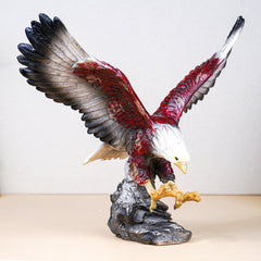 Eagle Sculpture with Red and Brown Feathers