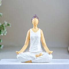 Yoga Figurine in White with Textured Finish