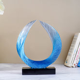 Blue and Silver Abstract Wave Sculpture