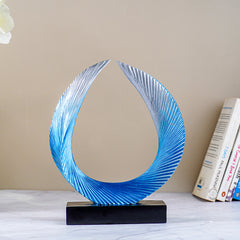 Blue and Silver Abstract Wave Sculpture