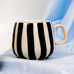 Black and White Striped Ceramic Mug