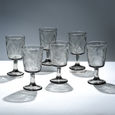 Smoky Black Palm Leaf Embossed Glass Goblet