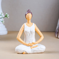 Yoga Figurine in White with Neutral Accents
