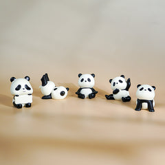 Black & White Playful Panda Figurine Set of 5