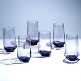 Modern Amethyst Purple Hexagonal Base Drinking Glass - Set of 6