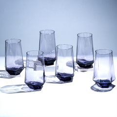 Modern Amethyst Purple Hexagonal Base Drinking Glass - Set of 6