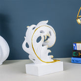 White and Gold Abstract Leaf Sculpture