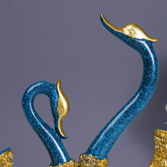 Blue and Gold Swan Figurines
