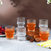 Ribbed Glasses with Stacked Ring Base | Set of 6
