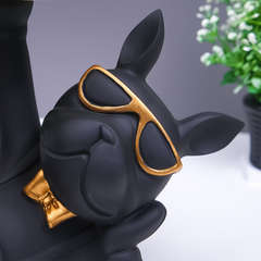 Black & Gold Bulldog Tray Stand with Sunglasses
