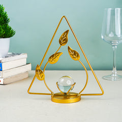 Gold Geometric Leaf with Crystal Sphere