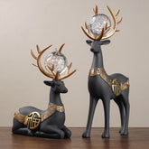 2Pcs Black Modern Deer Resin Figurines for Home Décor