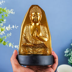 Gold Buddha Incense Holder with Meditation Aura Design