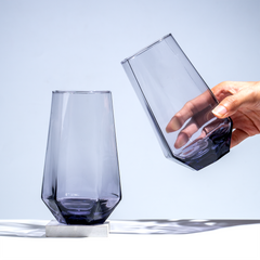 Modern Amethyst Purple Hexagonal Base Drinking Glass - Set of 6