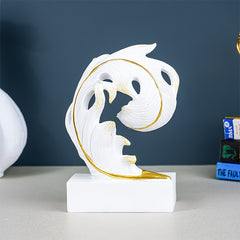 White and Gold Abstract Leaf Sculpture