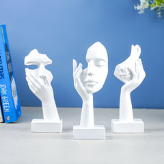 White Abstract Face Sculptures Set of 3
