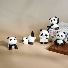 Black & White Playful Panda Figurine Set of 5