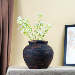 Black Vase with Rustic Finish