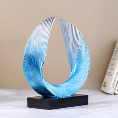 Blue and Silver Abstract Wave Sculpture