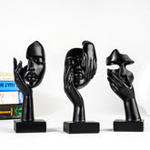 Black Abstract Face Sculptures | Set of 3