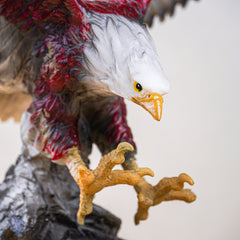 Eagle Sculpture with Red and Brown Feathers