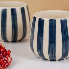 Navy and White Striped Ceramic Mug