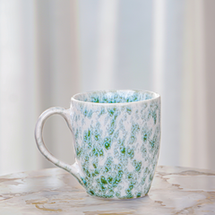 Speckled White and Green Ceramic Mug