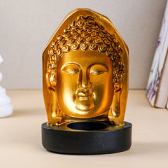 Golden Buddha Head Candle Holder
